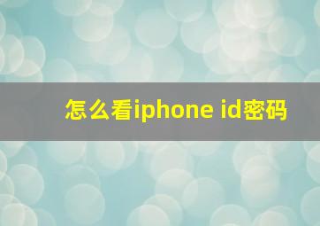 怎么看iphone id密码